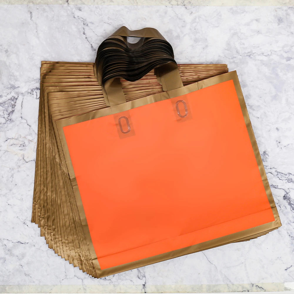 100pcs Custom Logo golden border Matte Shopping Bags thickening tote bag wedding Gift Bag Print Logo On Double-sided Free Design