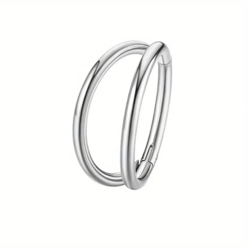 CASSIECA 1Pc Surgical Steel Septum Rings 16G Clicker Nose Rings Hoops Small Cartilage Helix Daith Piercing Jewelry for Women Men