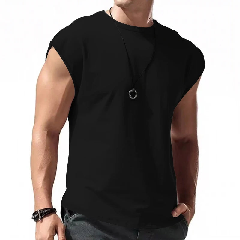 2023 Independent Station Cross border Men's Wear New Sleeveless T-shirt Men's Summer Leisure Sports Loose fitting Men's Short Sl