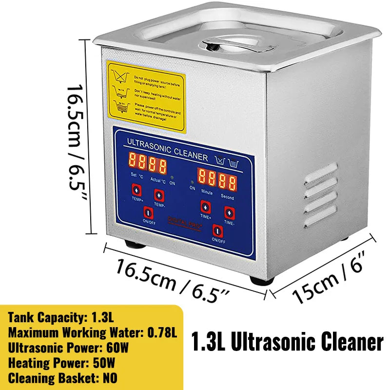 VEVOR 1.3L 2L 3L 6L 10L 15L 22L 30L Pembersih Ultrasonik Lave-Pinggan Pinggan Mudah Alih Mesin Basuh Pencuci Pecah Ultrasound Peralatan Rumah