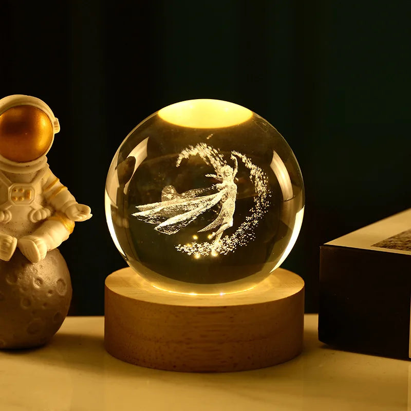 Bola Kristal 3D Kreatif Planet Galaksi Glob Kaca Bola Kristal Bulan Hiasan Desktop Tepi Katil Hiasan Rumah Hadiah Perhiasan Rumah