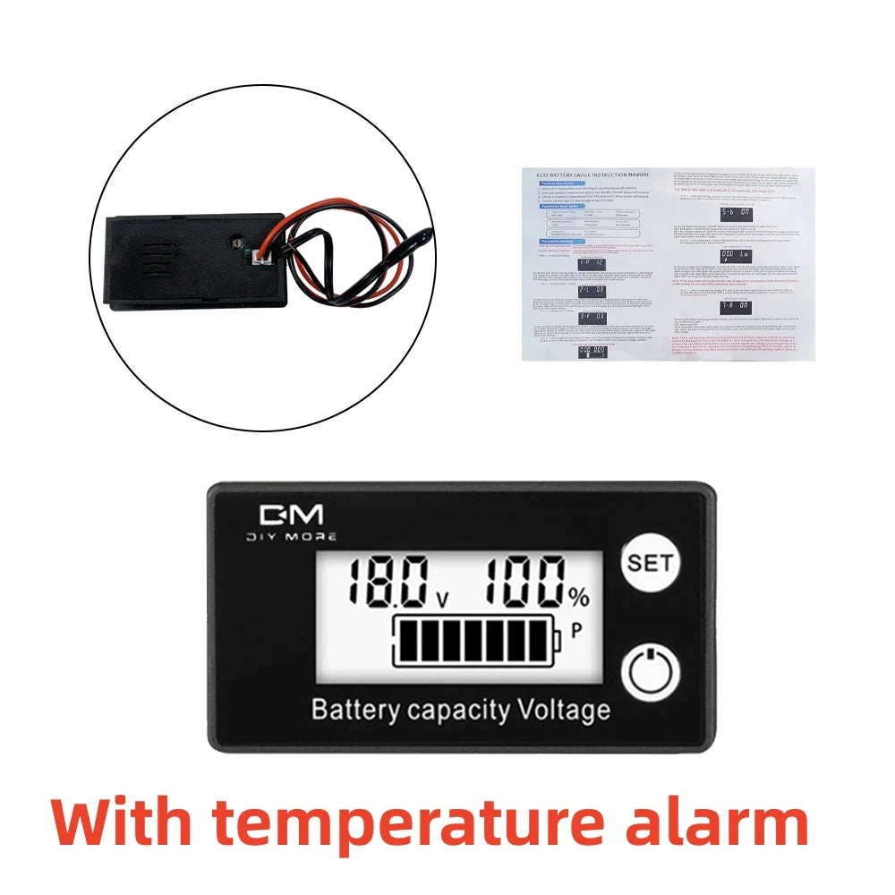 6133A DC Battery Voltmeter 8V-100V Capacity Indicator Power Meter Lithium LiFePO4 lead-acid cell 12V 24V 48V for LCD Battery