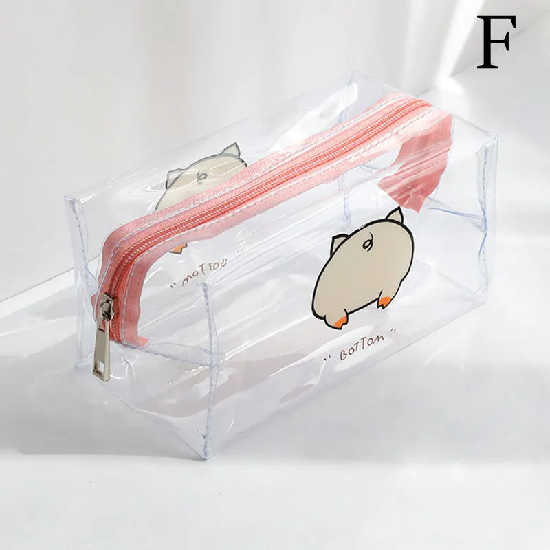 Big Waterproof Transparent Pencil Case PVC Stationery Gift Girls Students Pencil Bag Kawaii Makeup Cosmetic Bag Travel Bags