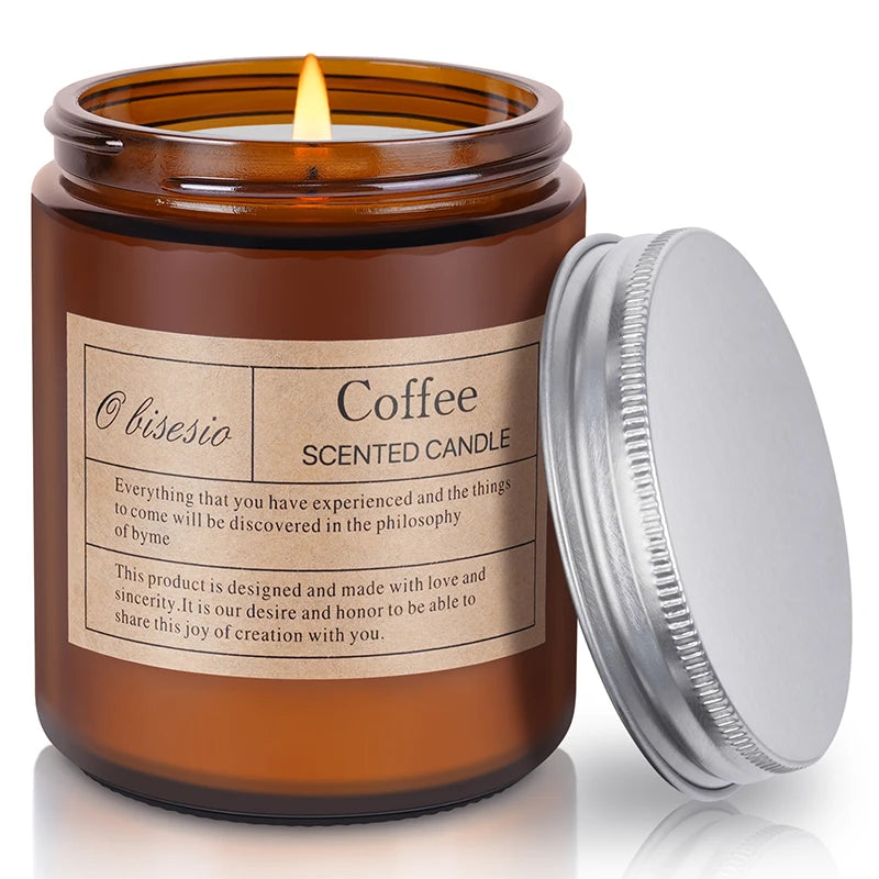 Lilin Aromaterapi Lilin Obisesio untuk Lilin Soya Wangi Rumah Kopi/Lemon/Kayu/Lilin Lavender untuk Rumah Wanita Lelaki