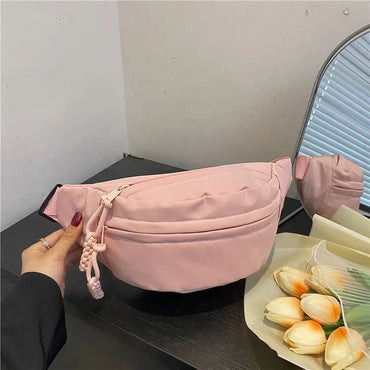 Chest Bag Bag for Women Sling Crossbody Waist Pack Canvas Running Waist Bag Casual Fanny Packs Sport Half Moon Belt Bag