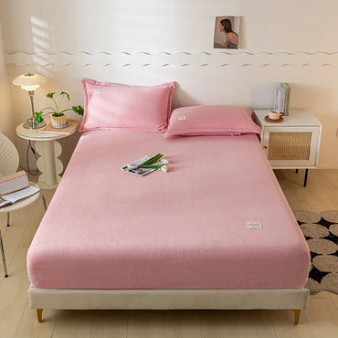 Leorate Winter Plush Sarung Tilam Hangat Katil Dipasang Cadar Sarung Tilam Empuk Baldu Cadar Lembut Pelindung Pad Pelbagai Saiz