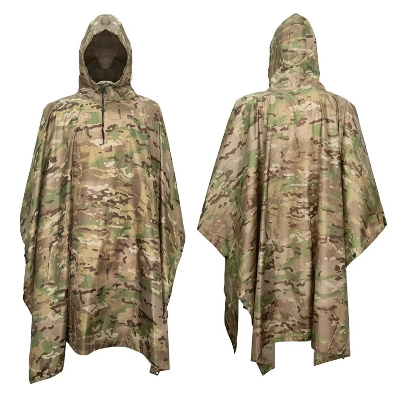 Lelaki Kedap Air Zipper Camo Baju Hujan Kedap Air Kot Hujan Lelaki Baju Hujan Wanita Awning Khemah Hujan Motosikal Hujan Ponco