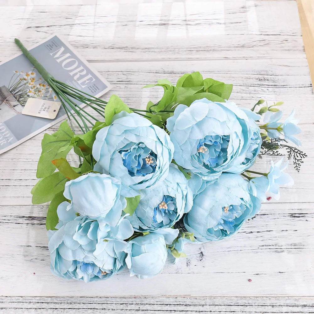 Sejambak Bunga Tiruan Tenvity 13 Kepala Bunga Sutera Peony Gaya Eropah Bunga Plastik Berkualiti Tinggi Aksesori Daisy Palsu