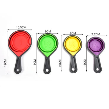 4/8Pcs Silicone Measuring Cup Measuring Spoon Collapsible Baking Measuring Tool Set for Coffee Flour Honey Sugar Baking Spoon