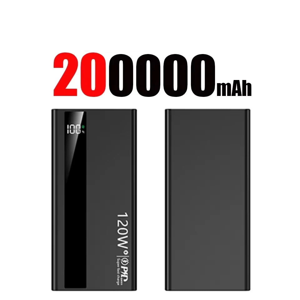 120W Super Fast Charging Power Bank 200000mah Bateri Kapasiti Tinggi Paparan Digital Power Bank Untuk Iphone Samsung Gift 2025