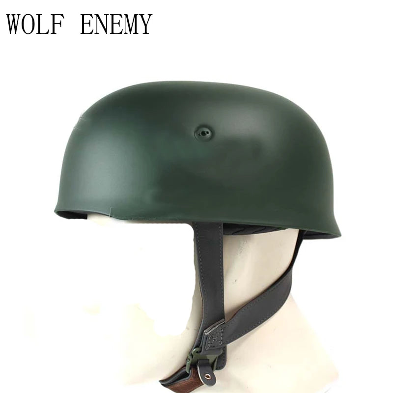 WWII Fallschirmjager M38 Helmet Keluli Dengan Pelapik Kulit Topi Payung Pasukan Kelabu Topi Keledar Perang Dunia 2 M38
