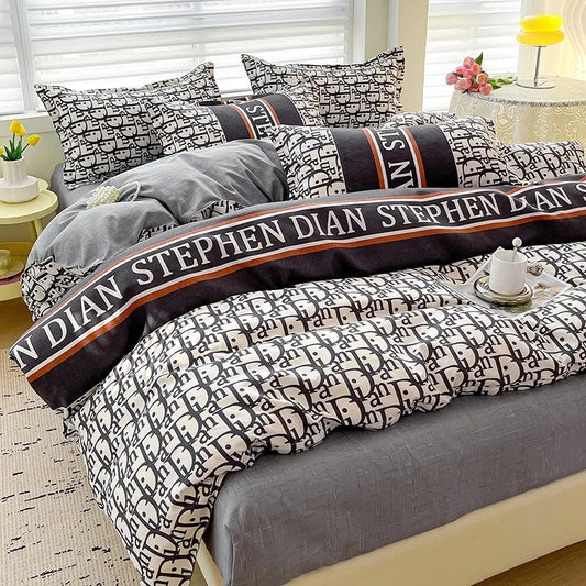 4 Keping, Set Tempat Tidur Kapas 100%, Set Selimut Cadar Empat Keping, Set Selimut Katil Pasangan Fesyen Moden