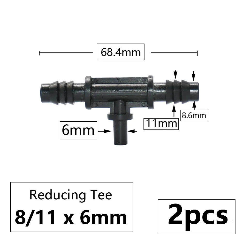 3/8" 8mm Penyambung Hos Taman 8/11 Hingga 4/7 3/5mm Pengurangan Hos Pemisah Air Tee Siku Hujung Palam Titisan Sistem Pengairan