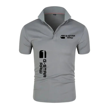 Kemeja Polo Lelaki Lengan Pendek dengan Butang, Kemeja-T Musim Panas Licin