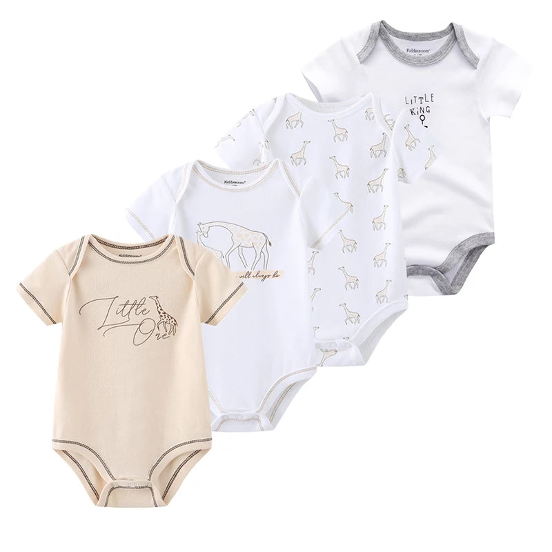 1/4Pcs Newborn Bodysuit Baby Boy Short Sleeve Jumpsuit Cartoon Print Toddler Girl Cotton Clothes 0-12Month Infant Romper Outfits