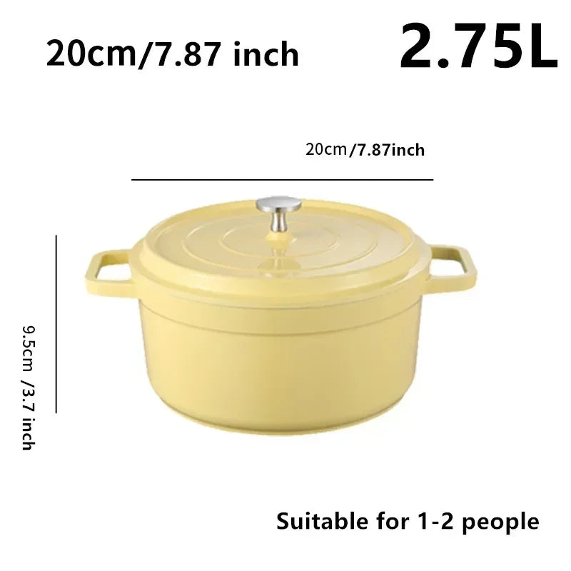 Ketuhar Belanda Aluminium Tuang Berenamel Dengan Penutup Kuali Nonstick 4.7L untuk Pembakaran Roti Salutan Enamel Pinggan Kaserol Untuk Semua Sumber Haba