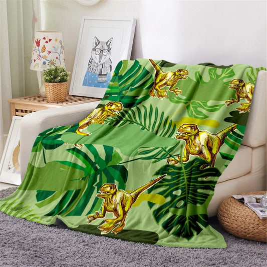 KACISSTY Selimut Bayi Dinosaur Kartun Selimut Flanel Lembut untuk Kerusi Perjalanan Perkhemahan Kanak-kanak Dewasa Sarung Pelamin Katil 5 Saiz