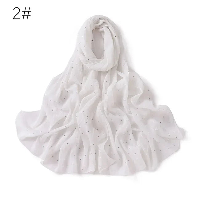 Selendang Lurex Biasa Selendang Berkilauan Berkilauan Wanita Muslimah Hijab Wanita Berkualiti Tinggi Bungkus Mencuri Kedutan Rhinestone Scarves Stoles
