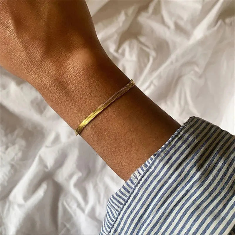 6Pcs/Set Fashion Thick Chain Link Bracelets Set For Women Gold Color Silver Color Metal Snake Chain Twist Bracelet Punk Jewelry