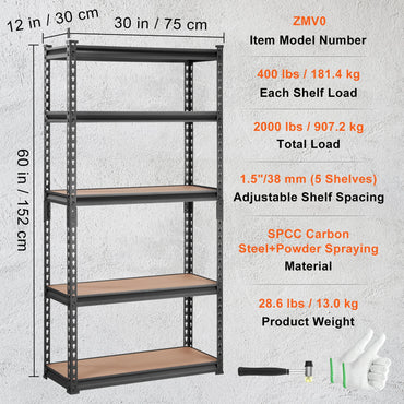 VEVOR 5 Layers Standing Storage Shelving Unit Heavy Duty Organizer Metal Rack for Kitchen Living Room Warehouse Flower Stand
