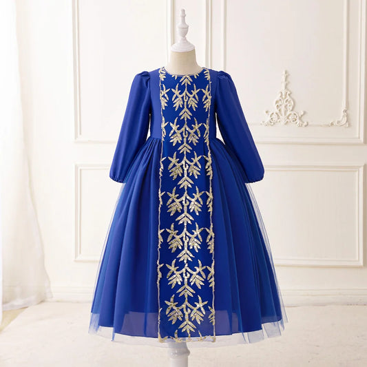 Ramadan Muslim Kids Prayer Princess Dress for Girl Flower Long Sleeve Robe Arab Dubai Child Eid Party Enfant Gown Casual Dresses