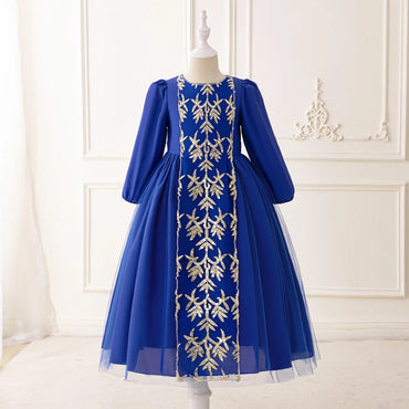 Ramadan Muslim Kids Prayer Princess Dress for Girl Flower Long Sleeve Robe Arab Dubai Child Eid Party Enfant Gown Casual Dresses
