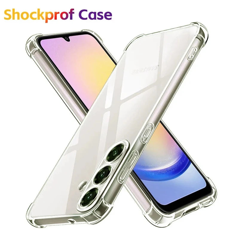 Sarung Telefon Silikon Lembut Jelas untuk Samsung A25 A15 5G S24 Ultra S23 Plus A14 A24 A34 A32 A42 A52 A52S A05 A55 Penutup Belakang