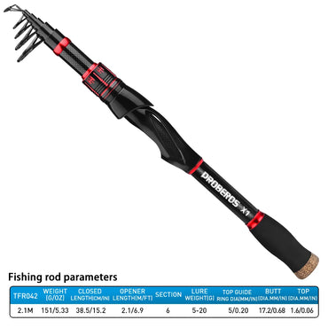 PROBEROS 1pc Versatile Ultra Light Fibreglass Fishing Rods,Lightweight,1.8m/2.1m/2.4m,Portable Outdoor Telescopic Fishing Rods