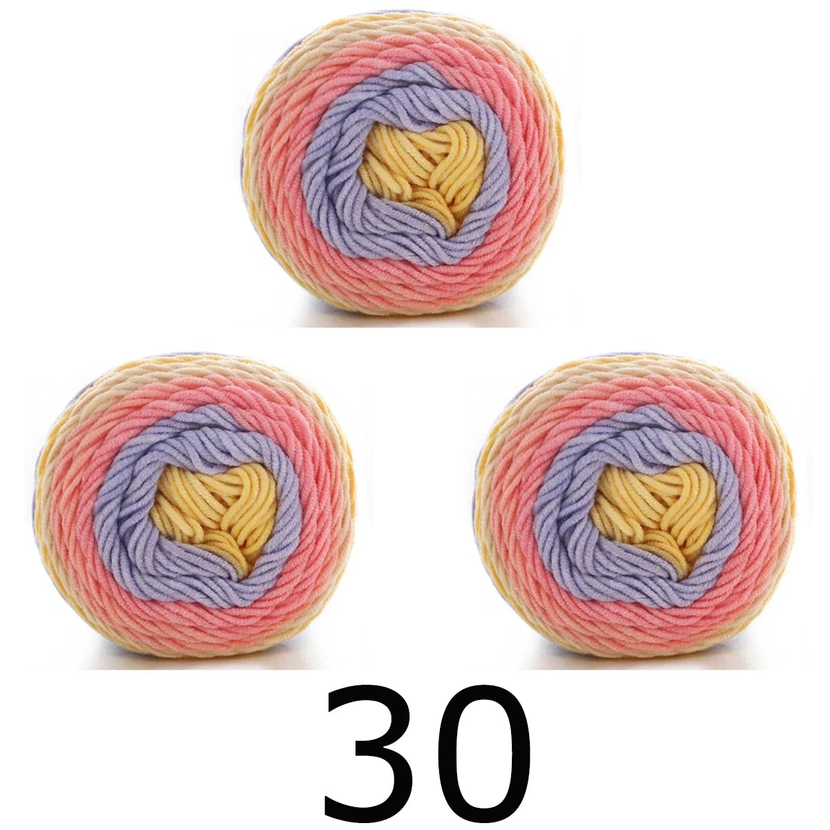 3pcsX100g Benang Pelangi 5 Segmen Helai Benang Dicelup Buatan Tangan DIY Benang Rajutan untuk Topi Sweater Selendang Sofa Kusyen Benang Kek 193M