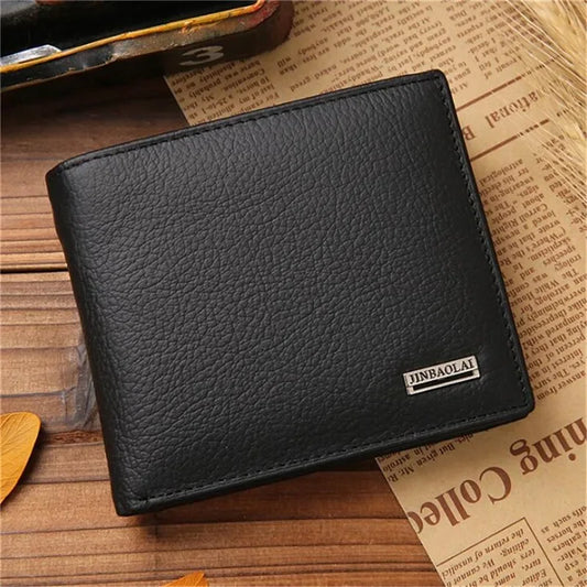 Wallets Premium Product Real Cowhide Wallets for Man Short Black Walet Portefeuille Homme
