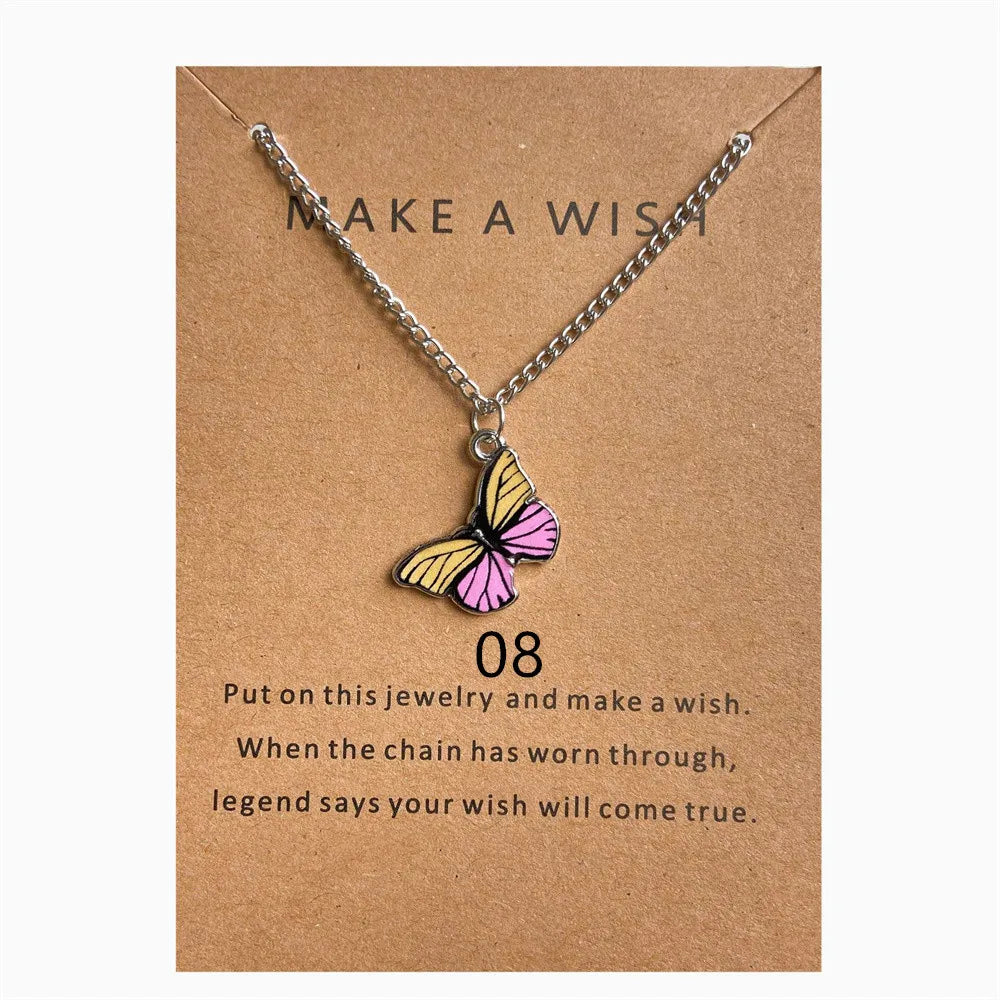 Wu's 2022 New Creative Simple Fashion NecklaceTemperament Cute LadiesNecklace Jewelry Retro Multicolor Butterfly Necklace