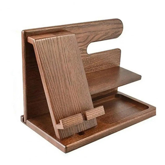 Phone Charging Stand Wooden Desk Organizer Rack Stable Groove Design Practical Wooden Lazy Person Stand Charging Tablet Devices