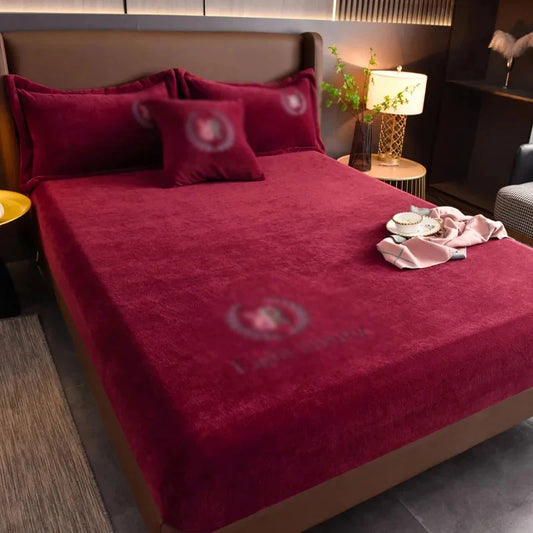 Soft Warm Plush Fitted Sheet Velvet Mattress Cover Fluffy High-quality Bed Cover Winter Soft Couple Luxury Double Bed Covers
