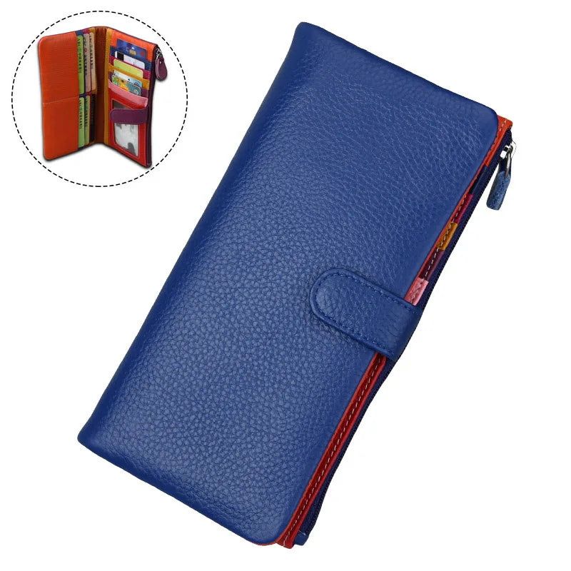Dompet Wanita Panjang Kulit Tulen Dompet Wanita Zip Dompet Syiling Wanita Berkapasiti Besar Beg Telefon Pemegang Kad Mewah Dompet Wang