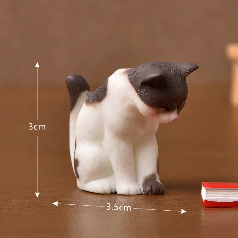 1pcs Resin Kucing Hiasan Anak Kucing Patung Haiwan Miniatur Taman Peri Hiasan Rumah Anak Patung DIY Mikro Landskap Hiasan Rumah