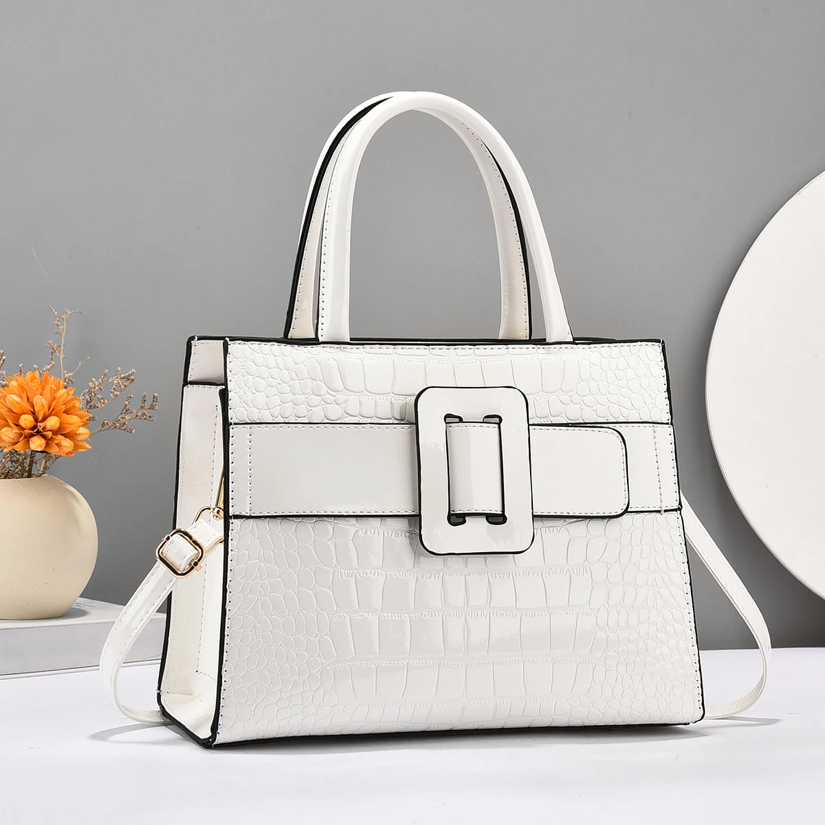 Beg Tangan Kulit Corak Buaya Premium - Dompet Tote & Beg Bergaya untuk Wanita - Serbaguna, Tahan Lama
