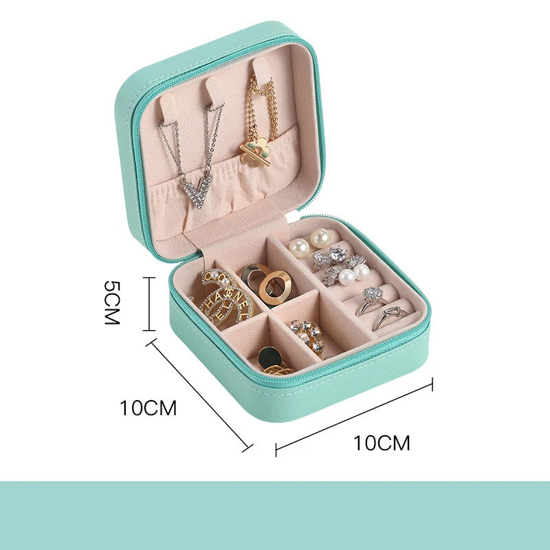 Kotak Penyimpanan Barang Kemas Mini Mudah Alih Penganjur Perjalanan Kes Barang Kemas Kulit Anting-anting Penyimpanan Cincin Kalung Paparan Penganjur Barang Kemas