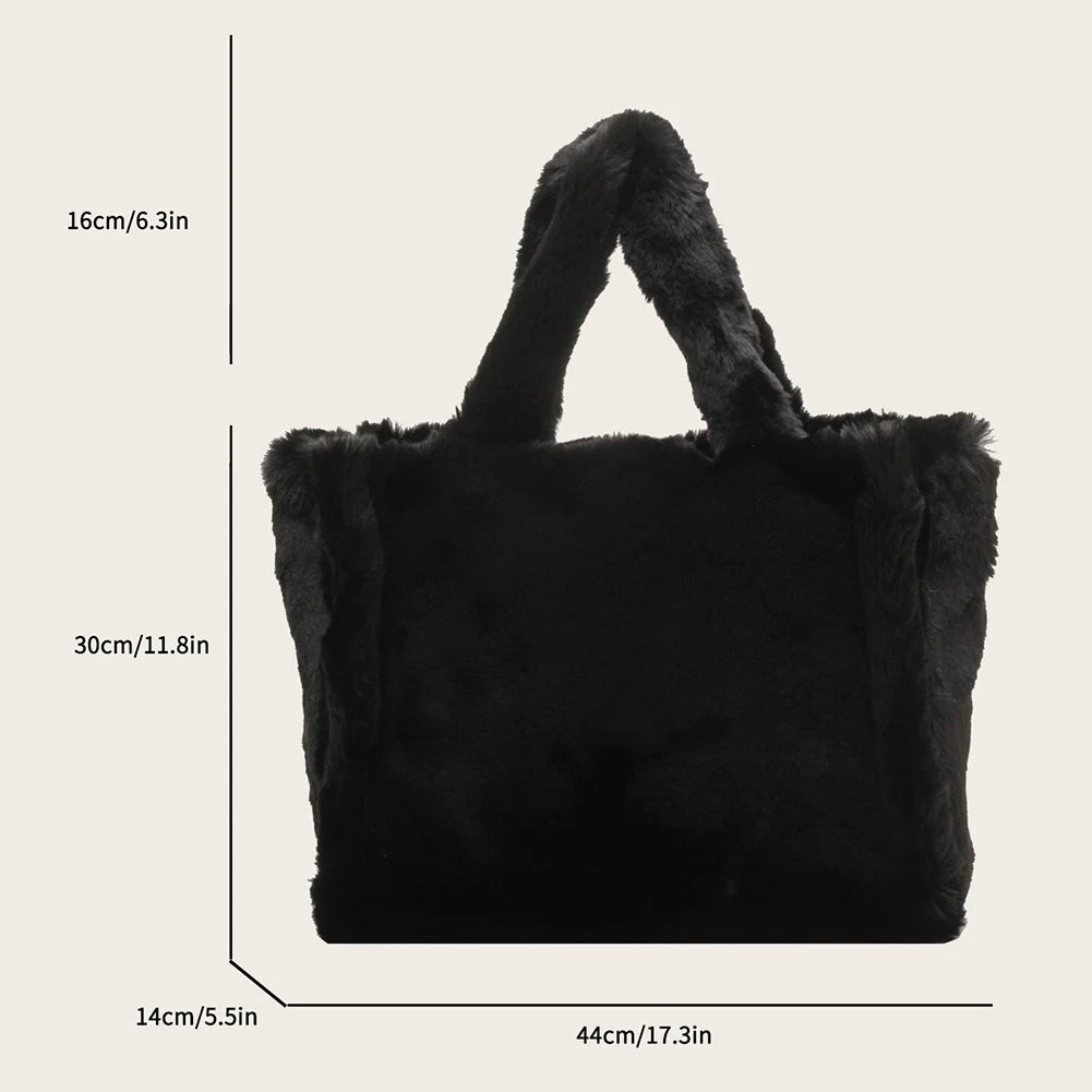 Beg Tote Mewah Bulu Tiruan Musim Sejuk Beg Wanita Pereka Bentuk Surat Beg Tangan Kapasiti Besar Beg Bahu Dompet Beg Beg Beg Wanita Bolsas