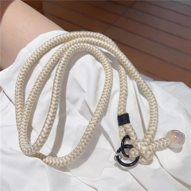Korea Cute Color Weave Phone Strap Crossbody Lanyard Stylish Sport Lanyard Long Phone Rope Pendant For iPhone Camera Strap Chain