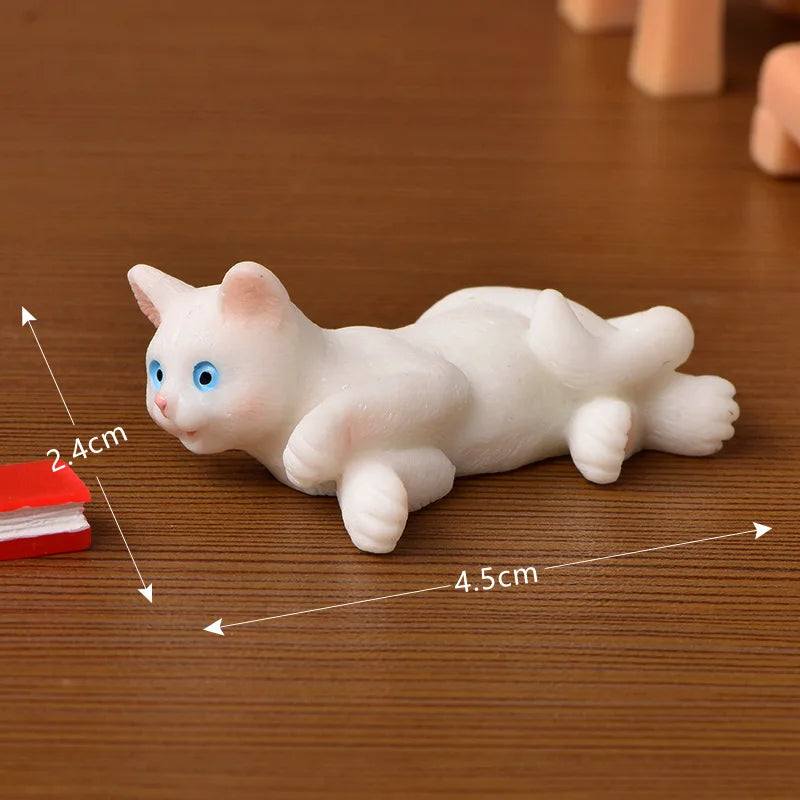 1pcs Resin Kucing Hiasan Anak Kucing Patung Haiwan Miniatur Taman Peri Hiasan Rumah Anak Patung DIY Mikro Landskap Hiasan Rumah