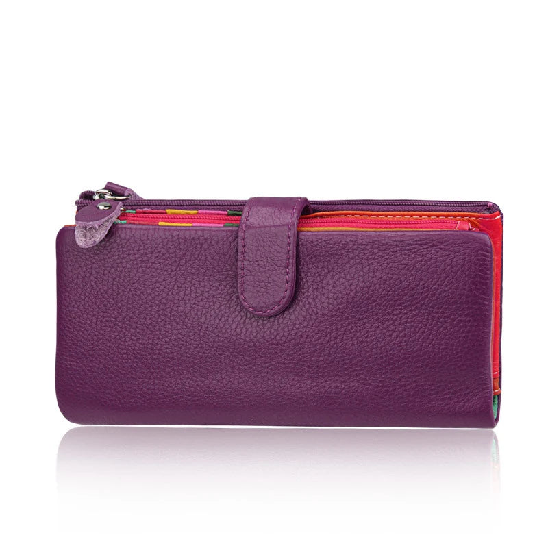 Dompet Wanita Panjang Kulit Tulen Dompet Wanita Zip Dompet Syiling Wanita Berkapasiti Besar Beg Telefon Pemegang Kad Mewah Dompet Wang