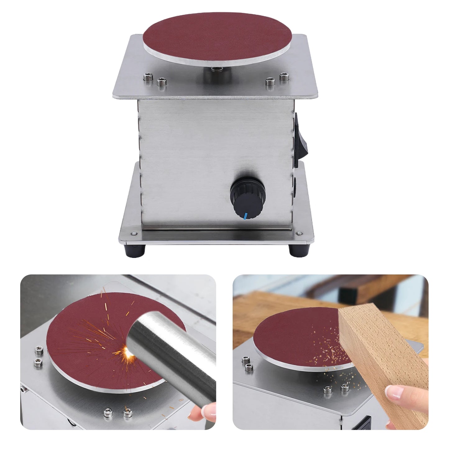 6000RPM Mini Disc Sander 4 inch Electric Small Sanding Disc Machine for Wood and Metal Stone