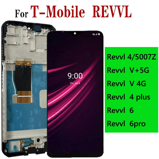 Paparan OEM BARU Perhimpunan Pantalla Untuk T-Mobile REVVL 7 4 V Plus V+ 5G 4G 6 Pro 6P 6XP 6X LCD Digitizer Rangka Panel Skrin Sentuh
