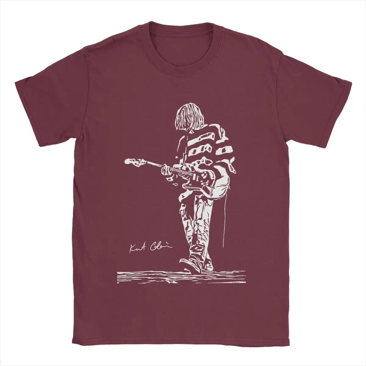Kurt Cobain Guitar Men's T Shirts Cool Tee Shirt Short Sleeve Crewneck T-Shirt 100% Cotton Classic Clothing