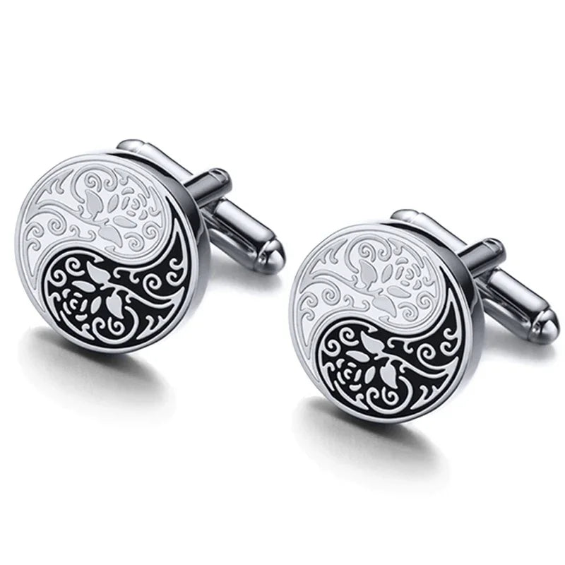 Shirt Cufflinks For Mens Chinese Style Tai Chi Kung Fu Gossip Rose Cuff links Buttons Suit Wedding Custom Clothing Accessories