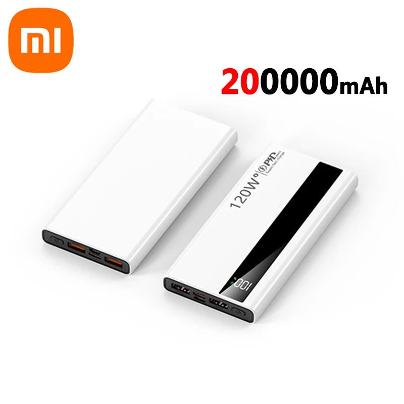 Bank Kuasa Xiaomi 200000mAh Bank Kuasa Kapasiti Besar 120W Pengecasan Pantas Bekalan Kuasa Kecemasan Luar untuk iPhone Samsung