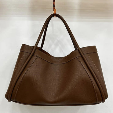 Female Big Soft Leather Satchel Bag Classic Solid Color Simple Casual Large Capacity Tote Bags Ladies Single Shoulder Handbag