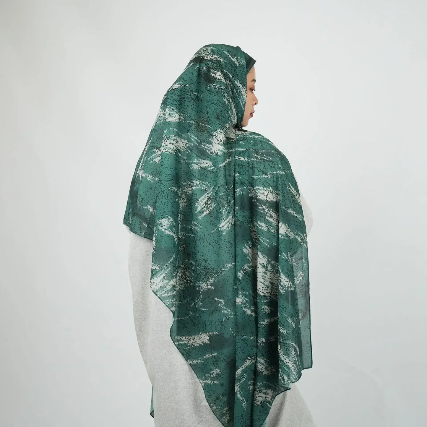 Dakwat Tie Dye Chiffon Hijab Kabut Permukaan Sandblasting Pakaian Islam Kesan Bayangan Pokok Serban Fesyen Muslimah untuk Wanita