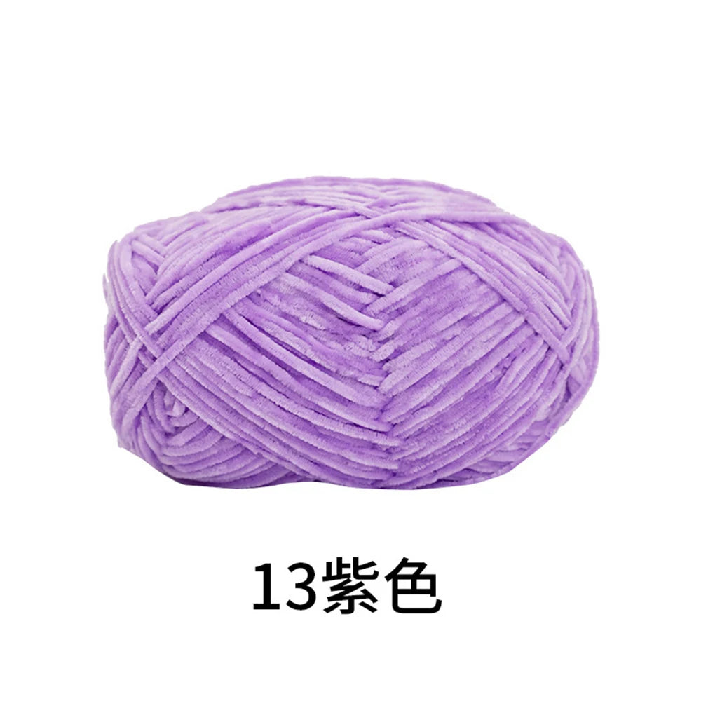 40g/roll 2mm Lustre Chenille Yarn DIY Hand Crochet Dolls Shoes Materials For Hand Knitting Thin Pleuche Wool Rope