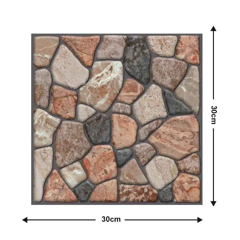 10 Keping Pelekat Dinding Pelekat Diri 3D 30x30cm Kertas Dinding PVC Kalis Air Mural Seni Dinding Boleh Alih untuk Hiasan Ruang Tamu Rumah DIY